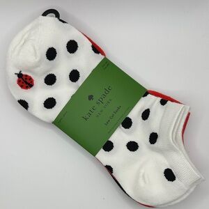 kate spade 3 pairs of socks;White Polka Dot with lady bug, red pair, black pair